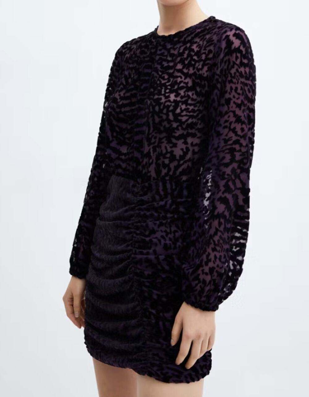 NWT Mango Leopard Print Velvet Purple Dress Medium
